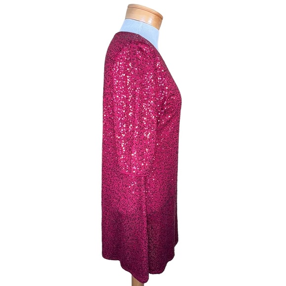 Eileen Fisher Women’s Festive Cranberry Red Silk Sequin Holiday Tunic PM EUC - Picture 5 of 11